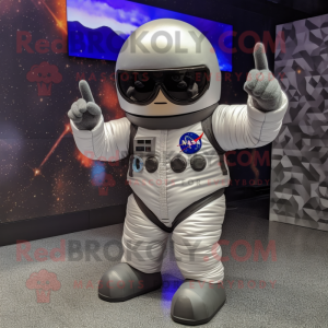 Gray Astronaut mascot costume character dressed with Leggings and Sunglasses