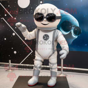 Gray Astronaut mascot costume character dressed with Leggings and Sunglasses