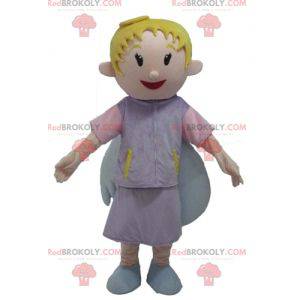 Mascotte d'ange blond souriant avec de jolies ailes -