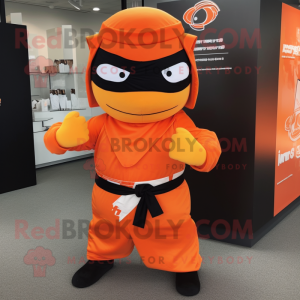 Orange Ninja maskot kostym...