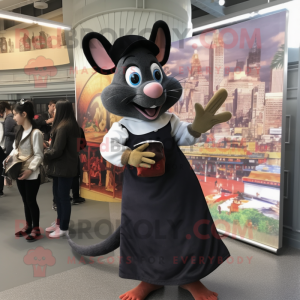 Black Ratatouille mascot costume character dressed with A-Line Skirt and Scarves