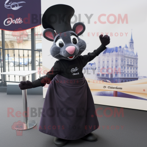 Black Ratatouille mascot costume character dressed with A-Line Skirt and Scarves