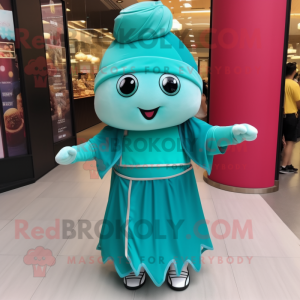 Teal Dim Sum maskot drakt...