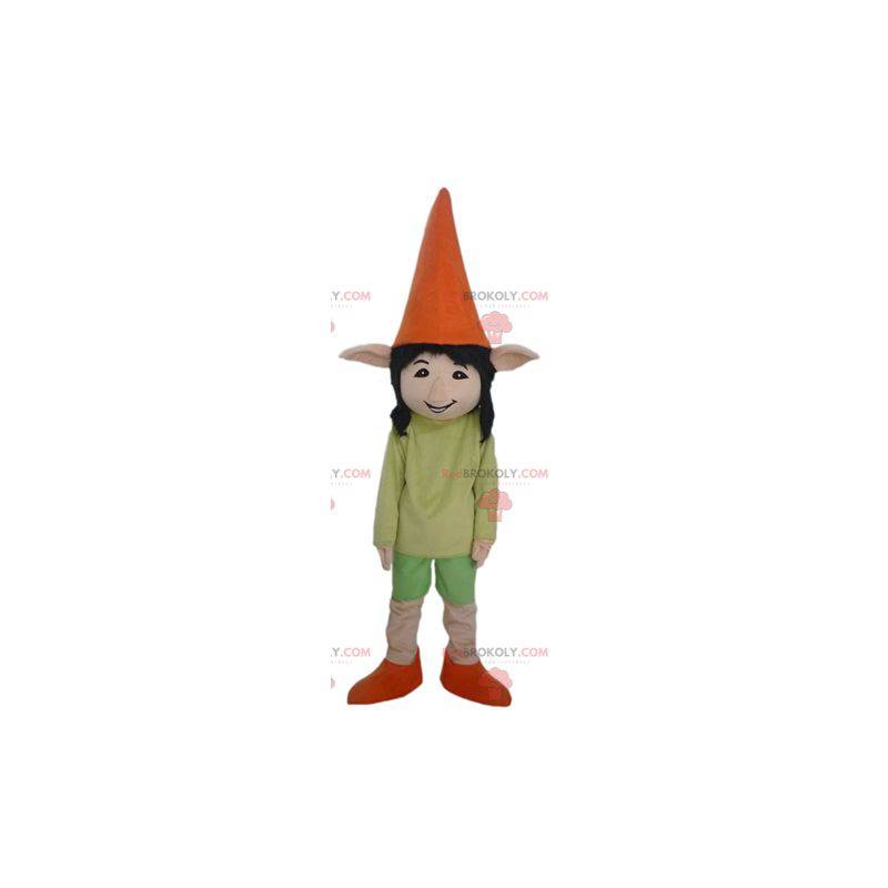 Mascotte de lutin d'elfe aux oreilles pointues très souriant -