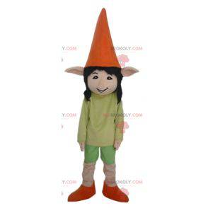 Mascotte de lutin d'elfe aux oreilles pointues très souriant -