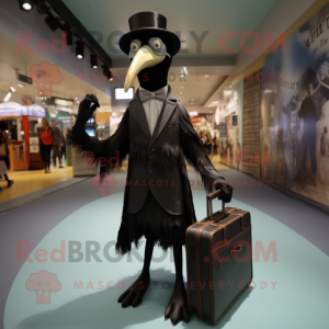 Black stilt walker mascot costume character dressed with Suit and Handbags