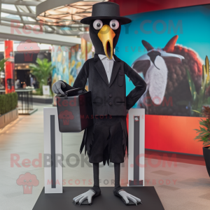 Black stilt walker mascot costume character dressed with Suit and Handbags