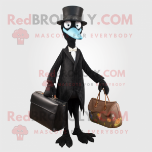 Black stilt walker mascot costume character dressed with Suit and Handbags