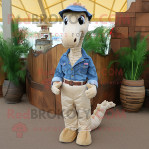 Beige Sea Horse maskot...