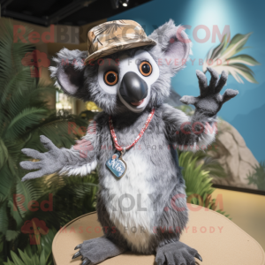 Silver Aye-Aye mascot costume character dressed with Bikini and Caps