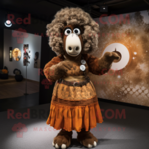 Rust Sheep mascot costume character dressed with Empire Waist Dress and Hair clips