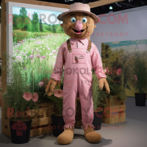 Pink Scarecrow mascot costume character dressed with Romper and Pocket squares