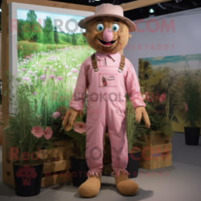 Pink Scarecrow mascot costume character dressed with Romper and Pocket squares