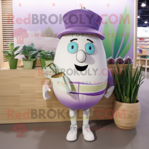Lavender Turnip mascot costume character dressed with Swimwear and Coin purses