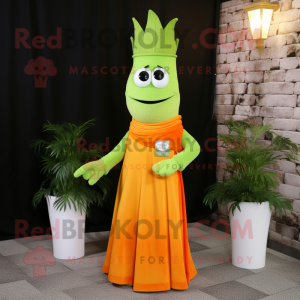 Orange Celery mascot costume character dressed with Empire Waist Dress and Bracelet watches