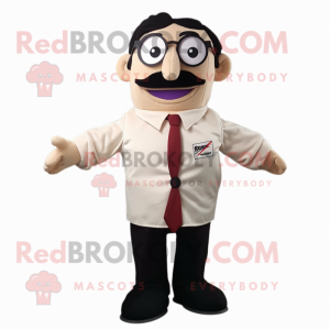 Beige Moussaka mascot costume character dressed with Dress Shirt and Eyeglasses