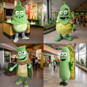 Personaje de disfraz de mascota Green Enchiladas vestido con camiseta y tobilleras