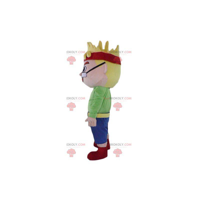 Mascota de hombre chico rubio con gafas y una diadema - Mascota de hombre chico rubio con gafas y una diadema -
