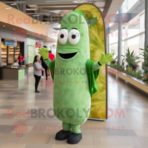 Green Enchiladas mascot costume character dressed with T-Shirt and Anklets