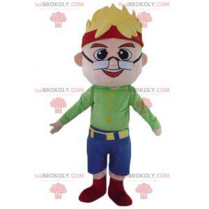 Mascote loiro com óculos e bandana - Redbrokoly.com