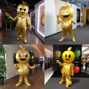 Guld æble maskot kostume...