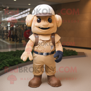 Tan American football helmet mascot costume character dressed with Dungarees and Cummerbunds