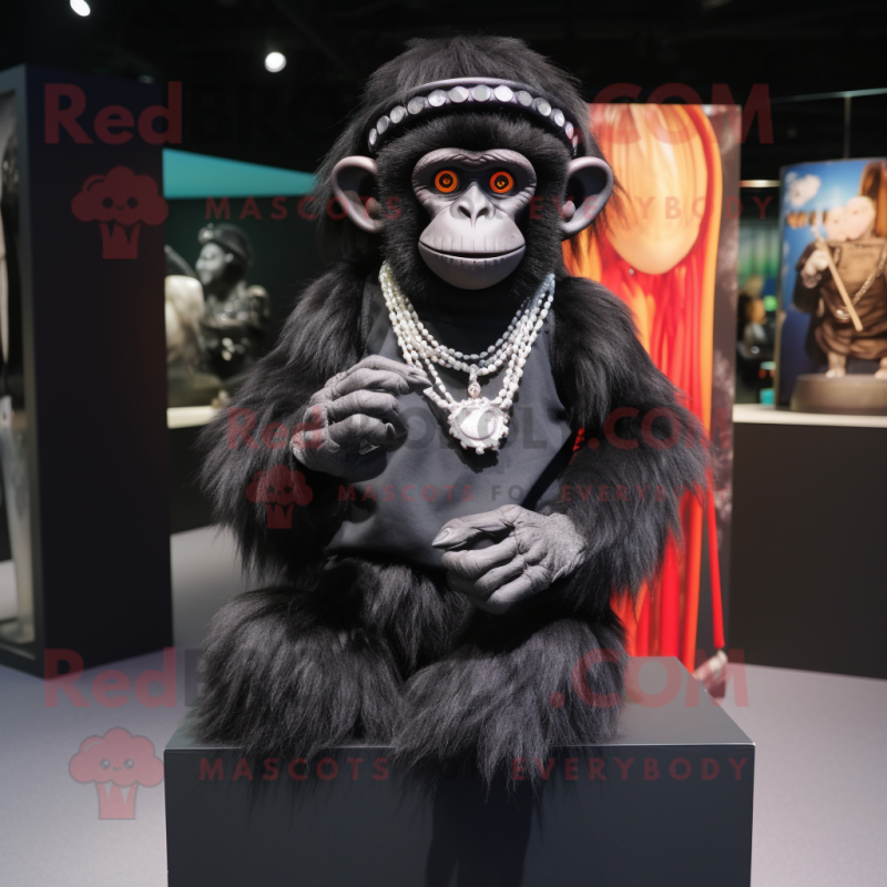 Black Monkey mascot costume character dressed with Pleated Skirt and Bracelets Black Monkey mascot costume character dressed with Pleated Skirt and Bracelets