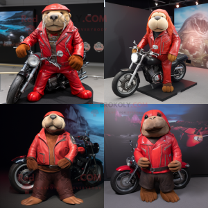 Red Walrus maskot kostume...