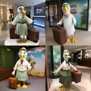 Olive Seagull maskot kostym...