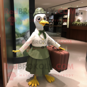 Olive Seagull maskot kostym...
