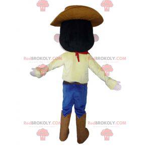 Mascotte de cow-boy en tenue traditionnelle avec un chapeau -