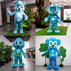 Himmelblå firkløver maskot...