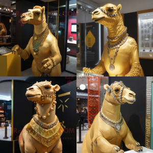 Gold Camel maskot kostume...