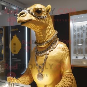 Gold Camel maskot drakt...