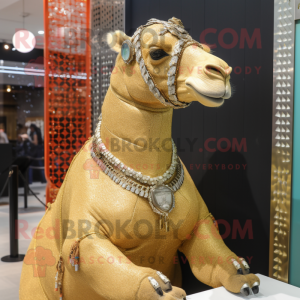 Gold Camel maskot drakt...