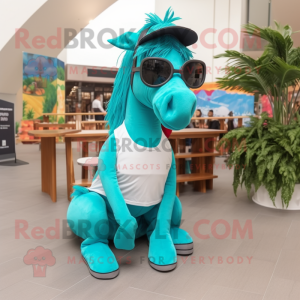 Turquoise paard mascotte...