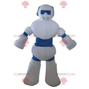 Mascotte de robot blanc et bleu géant - Redbrokoly.com