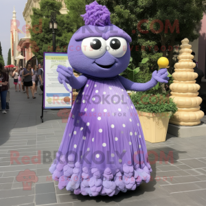 Lavender Pepper mascot costume character dressed with Empire Waist Dress and Earrings