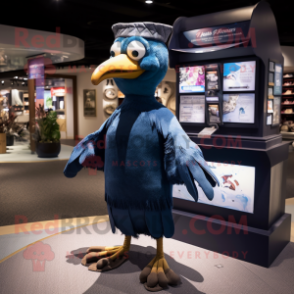 Navy dodo bird mascot costume character dressed with Cover-up and Headbands