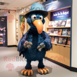 Navy dodo bird mascot costume character dressed with Cover-up and Headbands