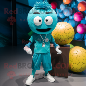 Teal voetbal mascotte...