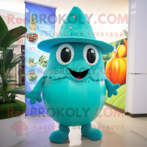 Kostýmová postava maskota tyrkysové cukety s odznaky Playsuit a Hat