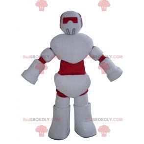 Jätte vit och röd robotmaskot - Redbrokoly.com