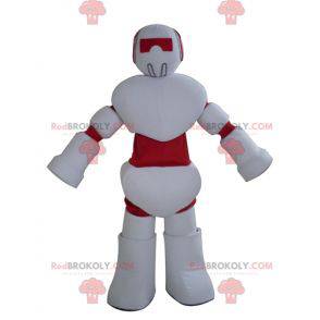 Mascote robô gigante branco e vermelho - Redbrokoly.com