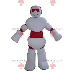 Mascotte de robot blanc et rouge géant - Redbrokoly.com