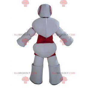 Mascote robô gigante branco e vermelho - Redbrokoly.com