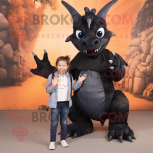 Black Dragon mascot costume character dressed with Mom Jeans and Wraps