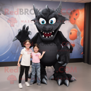 Black Dragon mascot costume character dressed with Mom Jeans and Wraps