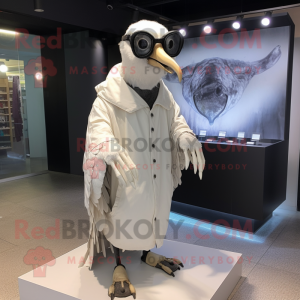 White Vulture mascot costume character dressed with Cover-up and Eyeglasses