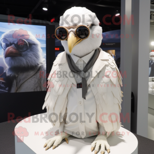 White Vulture mascot costume character dressed with Cover-up and Eyeglasses